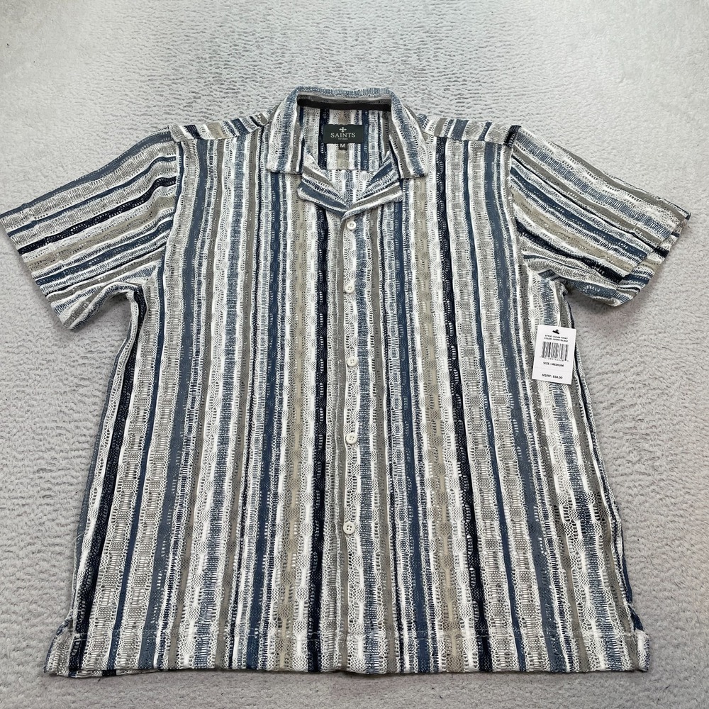 Saints Studio Button Up Shirt Men's‎ Size Medium Striped Multicolor NWT **Flaw**